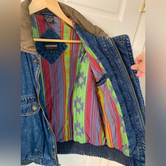 Vintage 80’s 90’s Exchange Unlimited Western Quilted Denim Bomber Jacket M - Picture 5 of 8